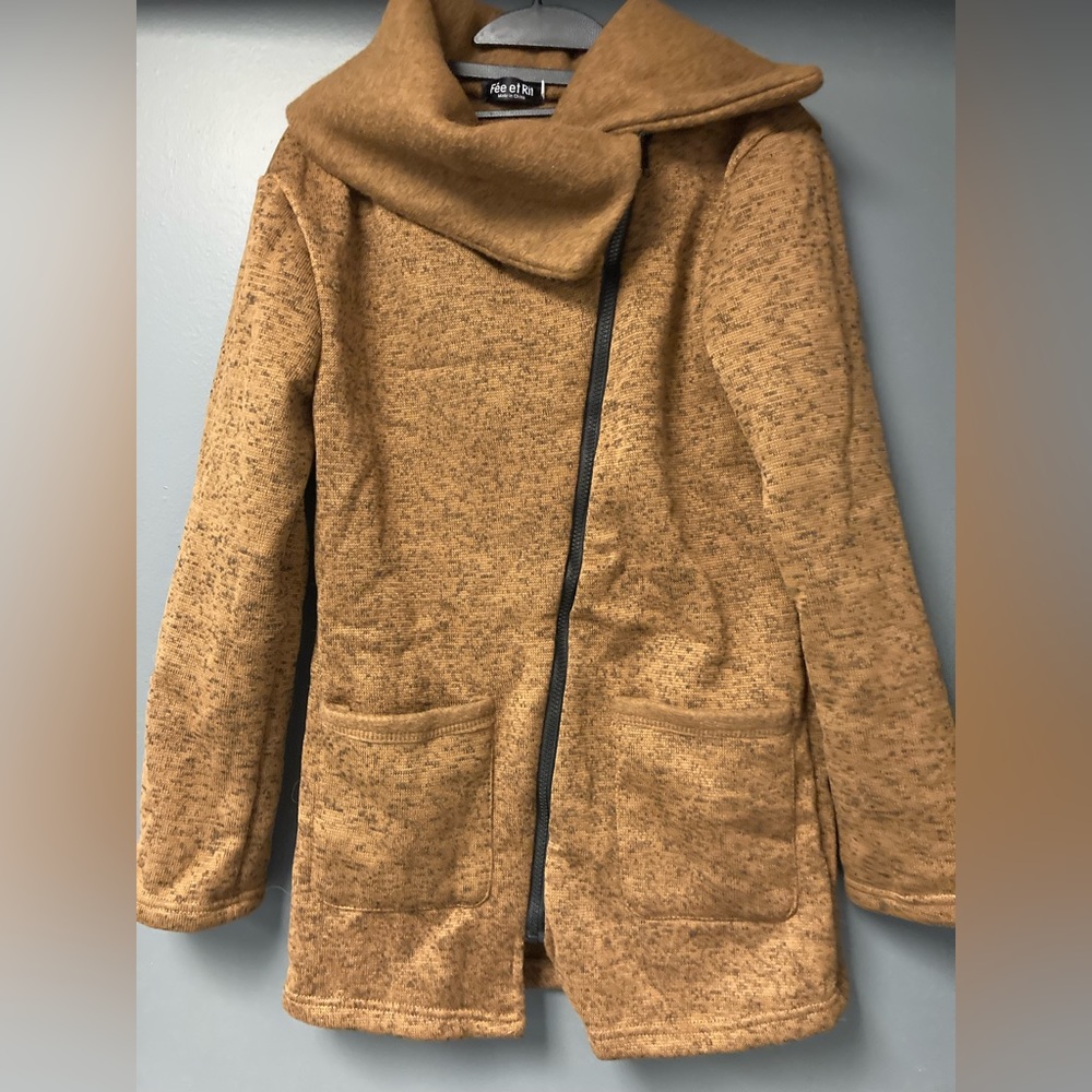 💛TODAY**$15**Fee et Rit rusty brown/dark brown flecked designer sweatshirt coat